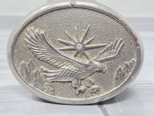Vintage American Eagle Silver Tone Pewter Look Belt Buckle