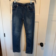Levi Strauss Kids Skinny Knit Pull On Jeans Blue Denim Elastic Waist Size 14 REG