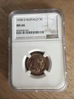 1938 D Buffalo Nickel NGC MS 66, FREE SHIPPING, 5/8