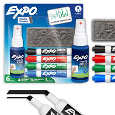 EXPO Dry Erase Markers Set with Eraser Cleaner, Assorted Colors, 6 Count
