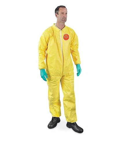 Lot Of 4 Dupont Tychem 2000 Coverall with Collar, QC125S,  L Yellow - product listing photo