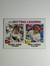 2026 Topps Heritage #1 2025 Batting Leaders (Aaron Judge / Trea Turner)