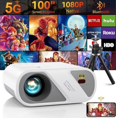 Roconia 5G WiFi Bluetooth Video Projector Full HD 1080P Portable New In Box