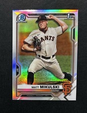 2021 Bowman Chrome Baseball Matt Mikulski 1st Bowman Refractor RC Rookie 🔥🔥
