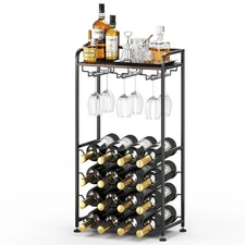 Freestanding Floor Wine Rack,16 Bottles Wine Shelf for Kitchen,Dining Room,Ho...