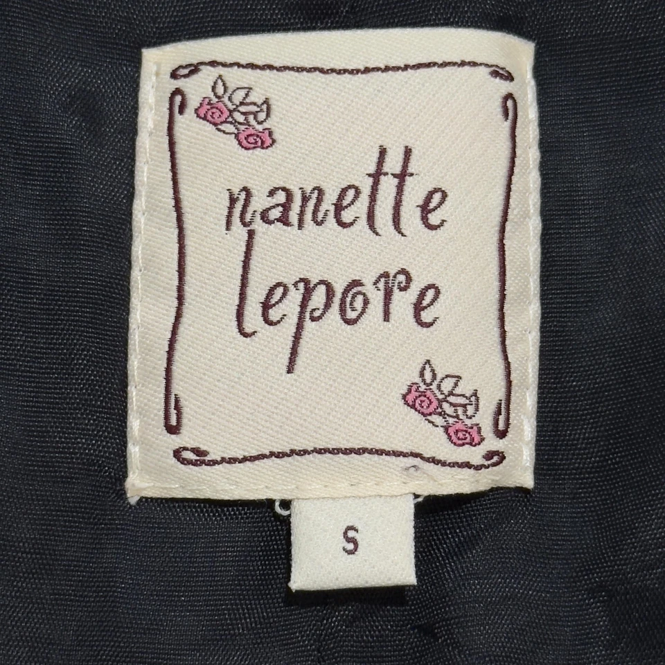 Chaqueta Nanette Lepore para mujer pequeña negra blanca tweed abrigo boucle caprichoso Y2K Foto 4 de 4