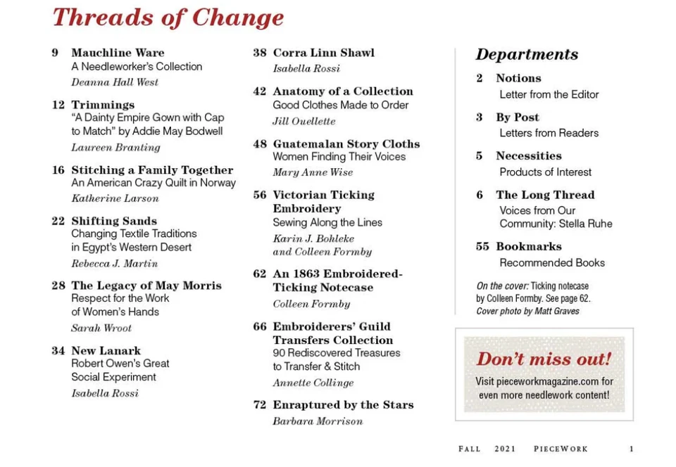 PIECEWORK MAGAZINE | Fall  2021 | Threads of change  - Image 3 of 4