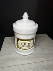 Vintage Pharmaceutical Apothecary Jar or Canister Milk Glass Small Chip On Rim