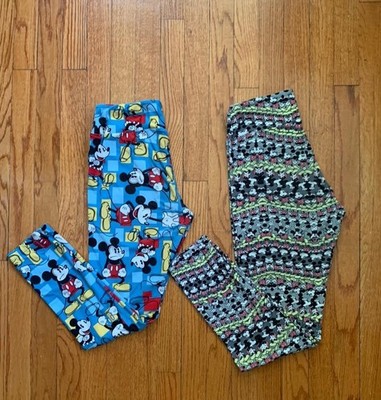 Lularoe Leggings OS Hidden Mickey Mouse Disney Comfort Stretch Lot Of 2 Pairs
