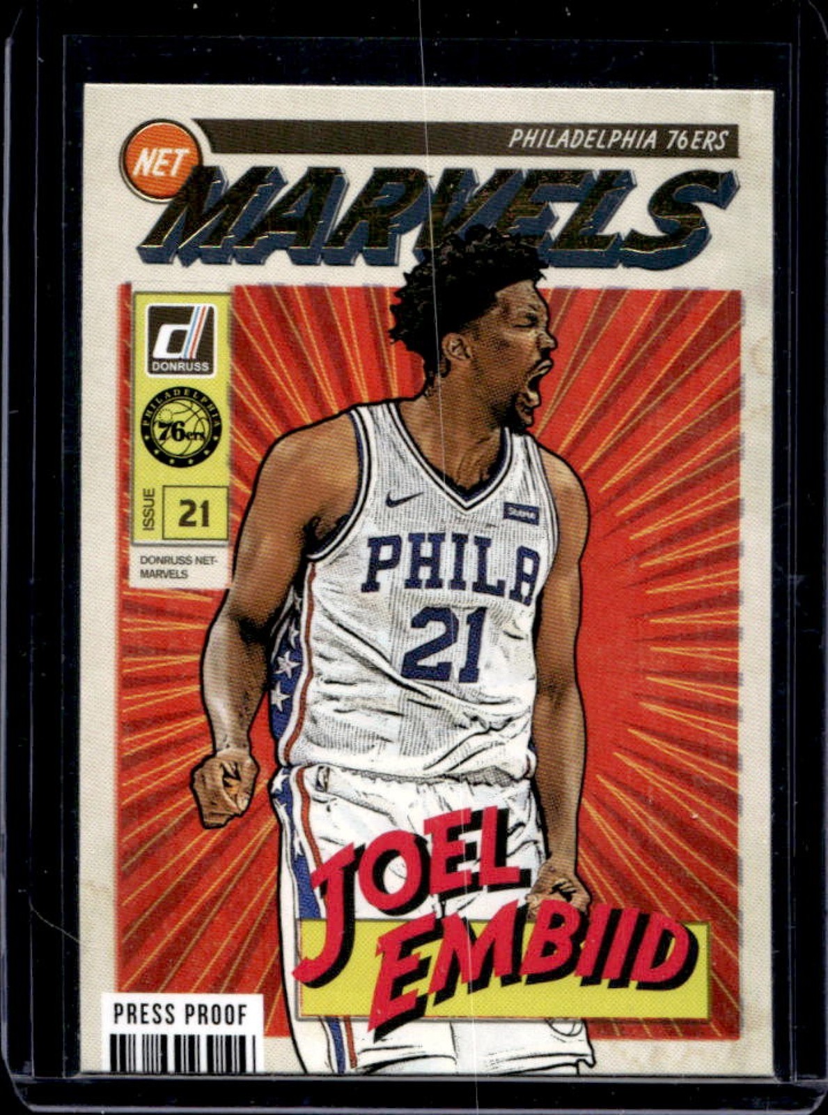 2019-20 Donruss Joel Embiid Net Marvels Press Proof #20 76ers