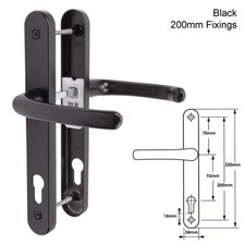 uPVC Door Handle Pair Sprung Lever Set 92PZ 92mm 200mm Fixings Replacement TSS