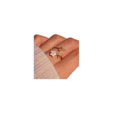 JALZEMPL Birthstone Flower Rings For Women Non Tarnish No Birthstone, Gold