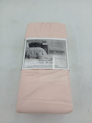 Linen Closet Flat Sheet Queen Blush Pink 100% Cotton Lightweight Bedding Adults