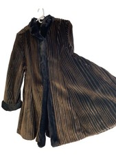 Ultra Fur Vintage 90s Medium Faux Fur Coat Brown Black Stripe USA