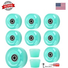 8 Pack 32 x 58, 82A Quad Roller Skate Wheels with Bearing Installed and 2 Toe...