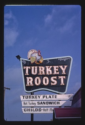 Bay City Michigan Turkey Roost Restaurant Sign 1988 Hot Turkey Sandwich