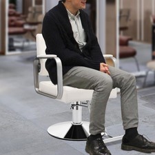 Silla de Salón 360��Silla de Barbero Giratoria con Reposapiés Moderna 200kg Carga Ajustable~