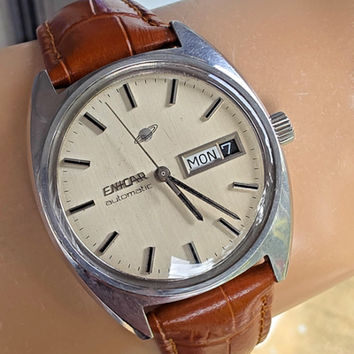 Vintage ENICAR Ocean Pearl men's automatic watch day/date swiss