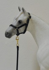 Black leather handmade halter head collar lead 1:12 Classic Breyer horse Not inc