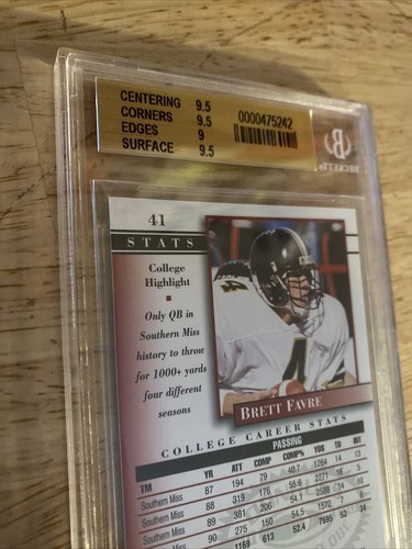 Brett Favre BGS 9.5 GEM MINT Donruss 2000 Graded Series 1/1125 Beckett Vintage - Picture 15 of 19