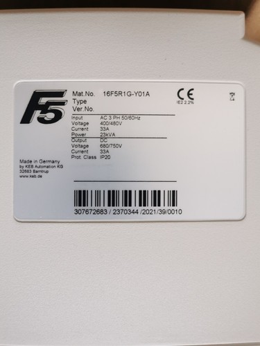 New KEB DRIVE CONTROLLER COMBIVERT F5 23KVA IN=33,0A P=15KW AC/DC 3PH 400V - Picture 5 of 5