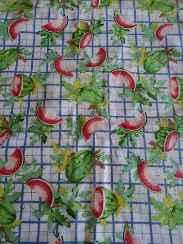 Hoffman California Int. Vintage Screen Print "Fruit Market" 2 yards Watermelon - Picture 3 of 3