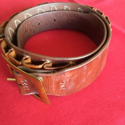 Old West Leather Brown Belt Cartridge 20 Ga. No.1225 Belt Size 28 -33  NOS #3
