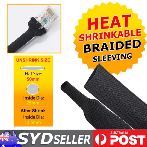Braided Heat Shrink Sleeve 2:1 Fabric Solar Cable Wrap Noisy Abrasion UV Resist - Picture 11 of 16