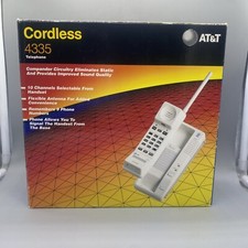 AT T Cordless Handheld Phone 4335 Dove Gray with Box COMPLETE - NOT TESTED AS IS