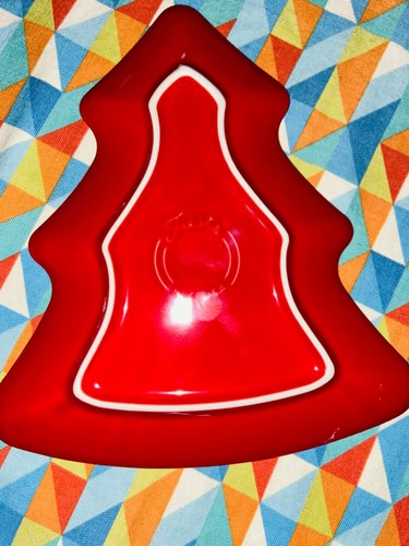 FIESTA NEW TREE RED CHRISTMAS SERVING PLATE Cookies Candy Snack Tray Scarlet - Picture 4 of 4