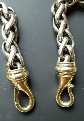 Authentic David Yurman Solid 14K Gold Clasp SS Wheat Chain Necklace 8mm W 16" L - Picture 10 of 11