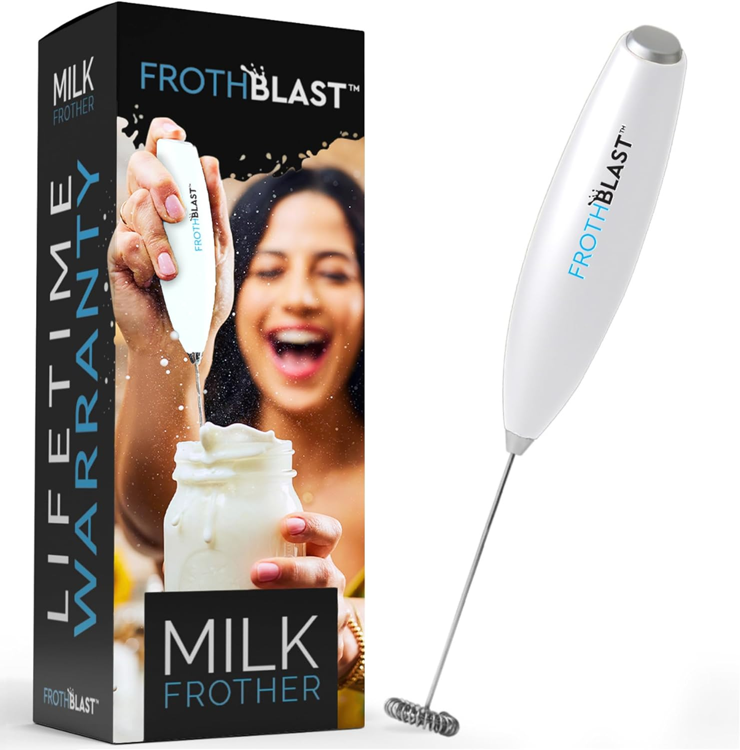 Milk Frother Handheld for Coffee (Foam Maker) Electric Whisk Drink Mixer for Lat-image