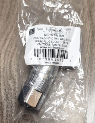 VIM Tools Pro Magnetic 16mm Thin Wall 6pt Spark Plug Socket 3/8dr #MSPMTW16M