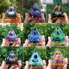 Amethyst Kristallkugel Orgonit Pyramide mit Obsidian Chakra Orgon Stein Energie