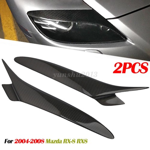 For Mazda RX-8 Carbon Fiber Car Headlight Eyebrows Eyelids Trim Cover Stickers - Picture 1 of 6