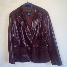 Doncaster Jacket Leather Reptile Snake Burgundy Glossy Women Blazer Jacket Mob