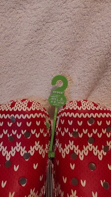 Crocs Christmas Red/White Classic Holiday Sweater Clogs Size  display picture 2