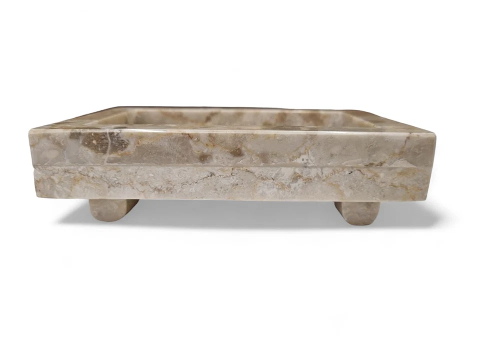 Porte-Savon En Marbre Beige En Pierre Naturelle Pour Salle De Bain - Photo 3/4