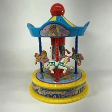 1991 Redbox Toys Wind-Up Merry Go Round Carousel "Its a Small World" Works Great