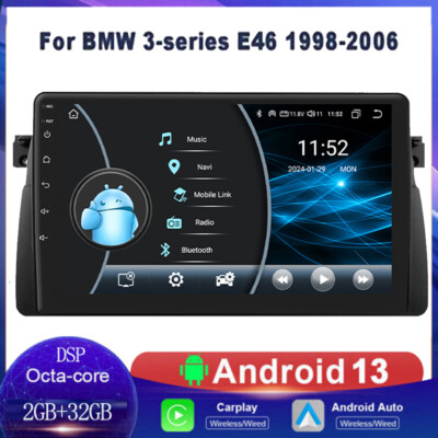 8Core Android 14 CarPlay For BMW 3er E46 320i 330i Car Radio Stereo DSP GPS Navi
