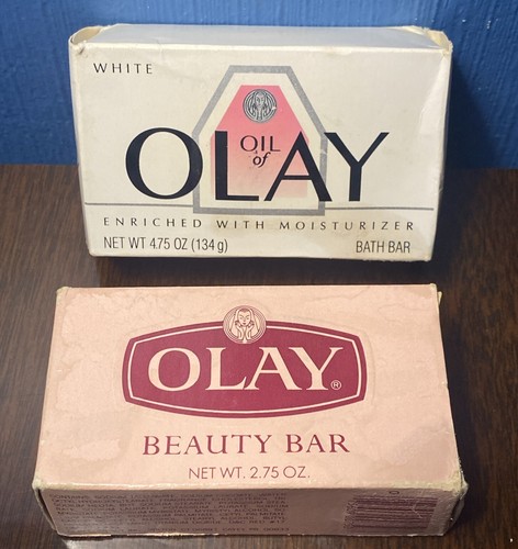 VINTAGE Olay Bar Seife Menge 2 - 1990 Öl von Olay weiß 4,75 Unzen & 2,75 Unzen Schönheit