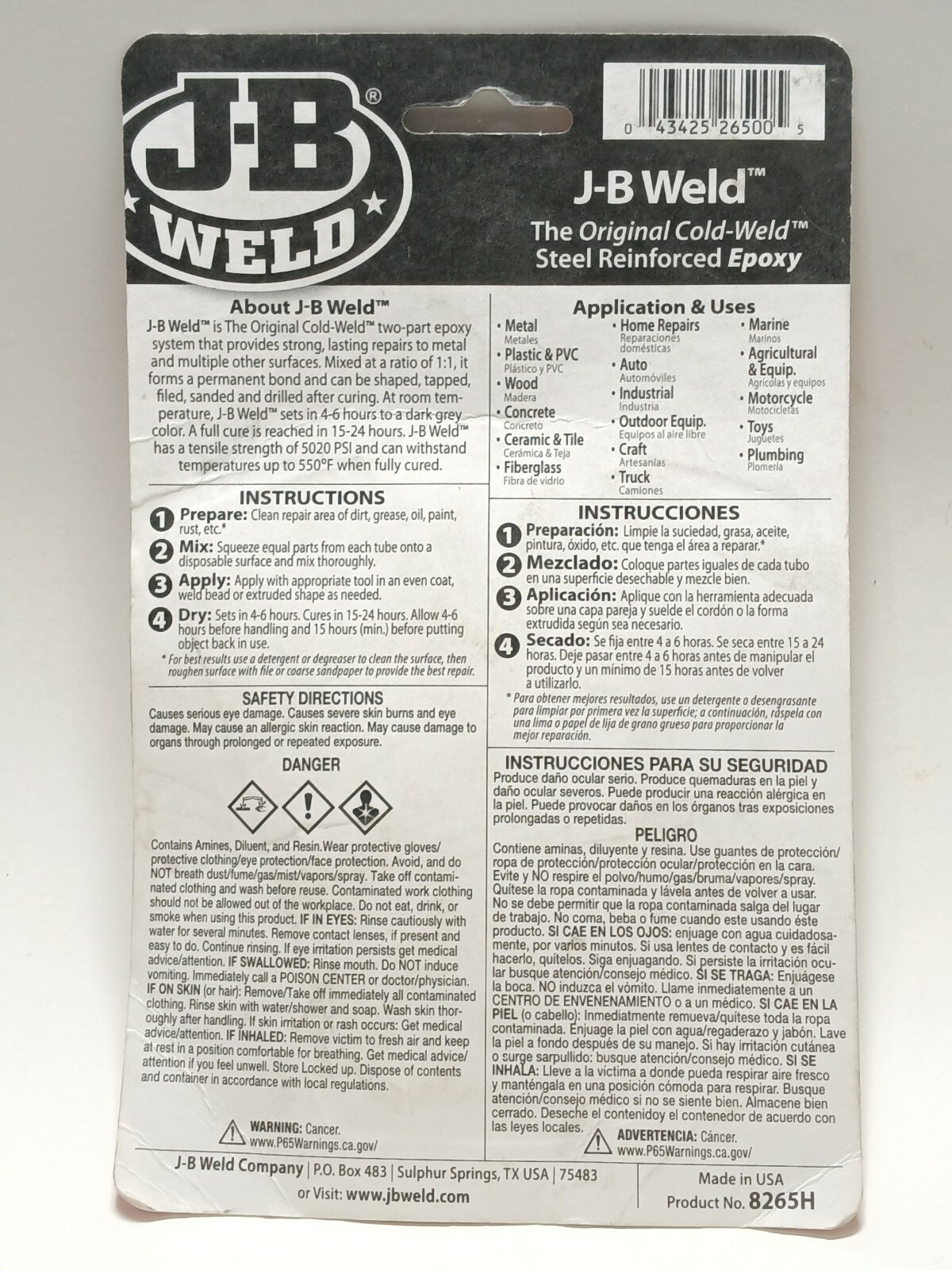 JB Weld Epoxy Glue, Original ColdWeld Formula, Steel Reinforced 5020