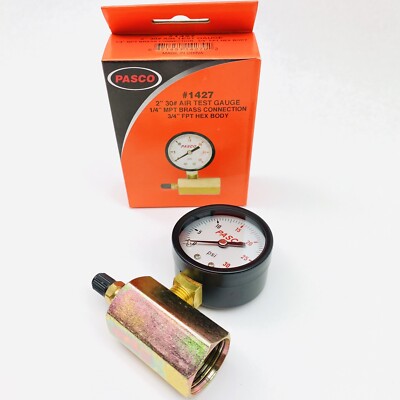 PASCO #1427 2'' 30#P AIR TEST GAUGE 1/4'' MPT BRASS CONNECTION 3/4'' FPT HEX BODY