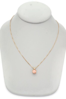 Ross Simons Gold Plated Sterling Silver 925 Pink Stone Pendant Necklace 18''