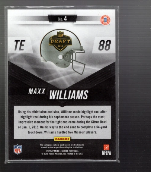 A6795- 2015 Score Rookie Helmets #4 Maxx Williams - NM-MT - Image 2 of 2