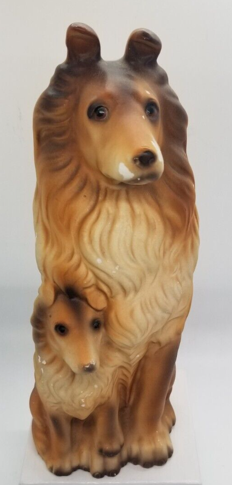 Collie Dog & Puppy Figurine Sculpture Ceramic Japan Vintage 8