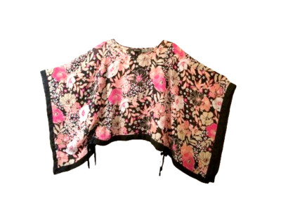 LANE BRYANT Kaftan Top Sz 14 16 Black Red Pink Tan Floral Caftan Semi Sheer