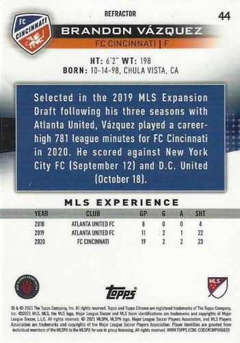 2021 Topps Chrome Major League Soccer Silver Refractor cards (41 - 50) - MLS - Picture 6 of 22