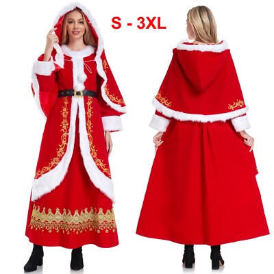 Mrs. Claus Christmas Costume Xmas Party Santa Cosplay Women Red Princess  Dress | eBay