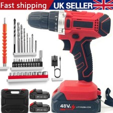 48V Cordless Hammer Drill Set Electric Impact Driver Screwdriver + 1/2 Battery-